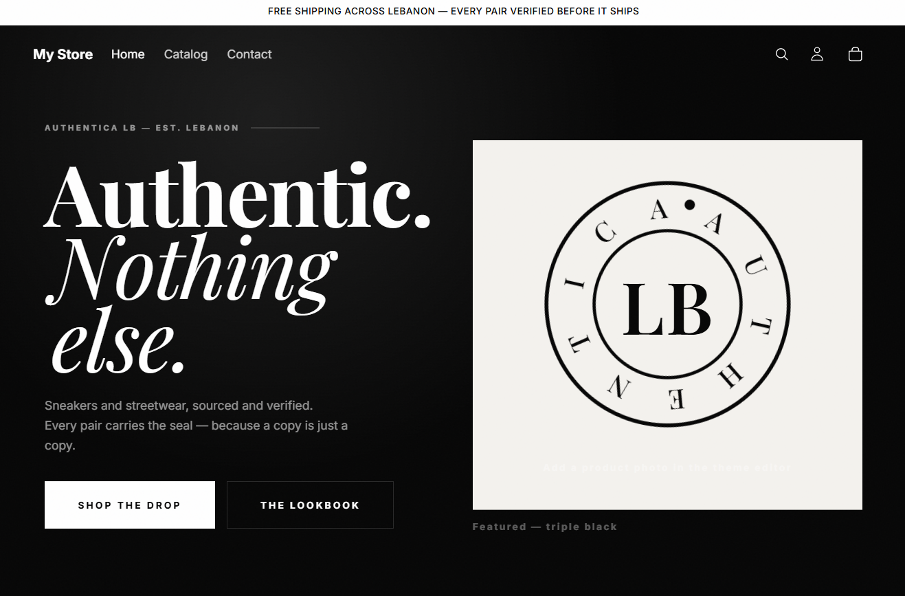 Authentica LB sneakers and streetwear e-commerce store designed by WALE